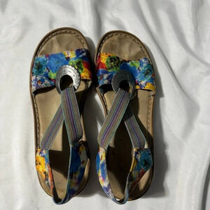 Multicolor Women's Elastic Strap Sandals